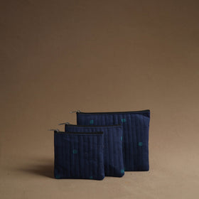 Blue - handmade cotton multipurpose utility pouches (set