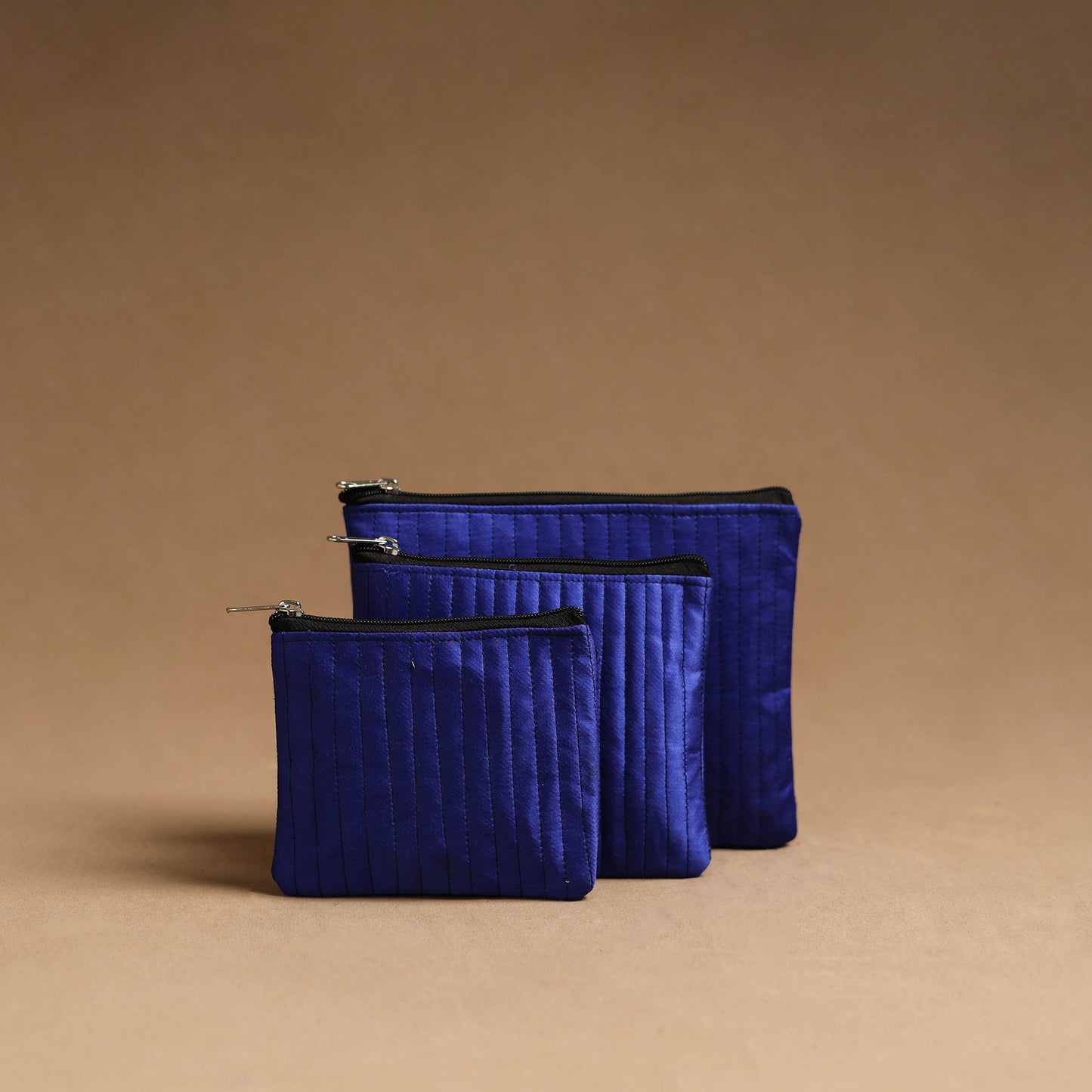 Blue - handmade cotton multipurpose utility pouches (set