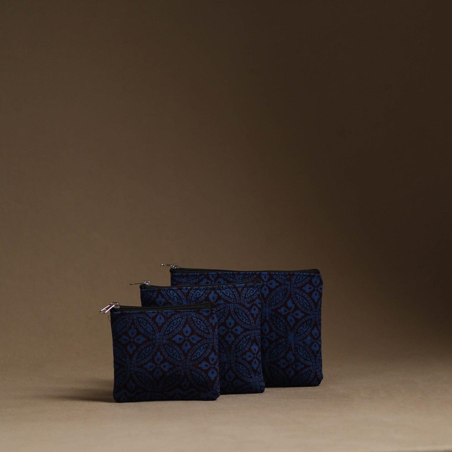 Blue - handmade cotton multipurpose utility pouches (set