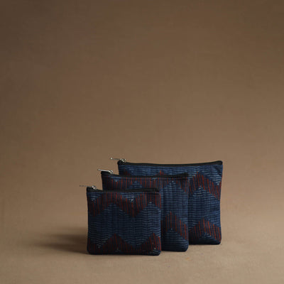 Blue - handmade cotton multipurpose utility pouches (set