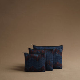 Blue - handmade cotton multipurpose utility pouches (set