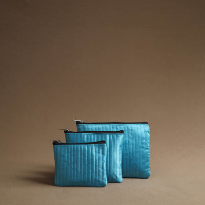 Blue - handmade cotton multipurpose utility pouches (set