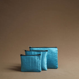 Blue - handmade cotton multipurpose utility pouches (set