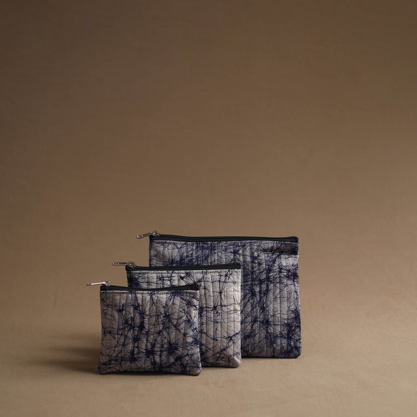 Blue - handmade cotton multipurpose utility pouches (set