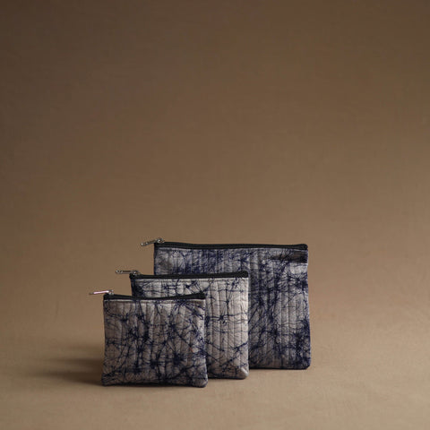 Blue - handmade cotton multipurpose utility pouches (set