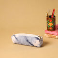 Blue - handmade cotton quilted pencil pouch 03 - handcrafted