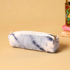 Blue - handmade cotton quilted pencil pouch 03 - handcrafted