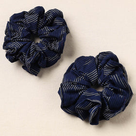 Blue - handmade cotton rubber bands/scrunchies (set of 2)