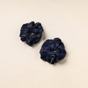 Blue - handmade cotton rubber bands/scrunchies (set of 2)