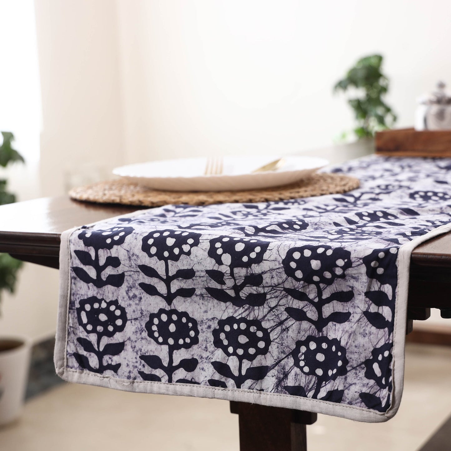 Blue Handmade Cotton Table Runner