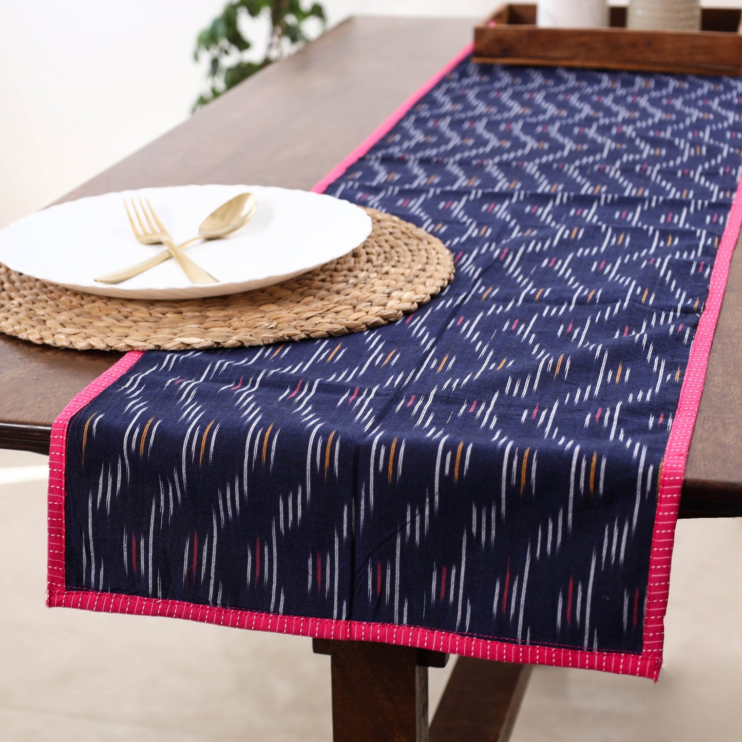 Blue Handmade Cotton Table Runner