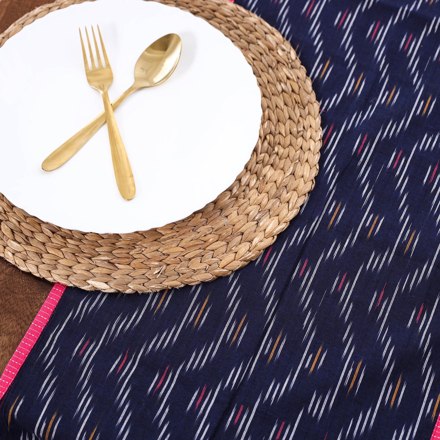 Blue Handmade Cotton Table Runner