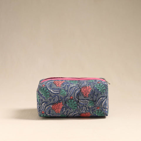 Blue Handmade Cotton Toiletry Bag 