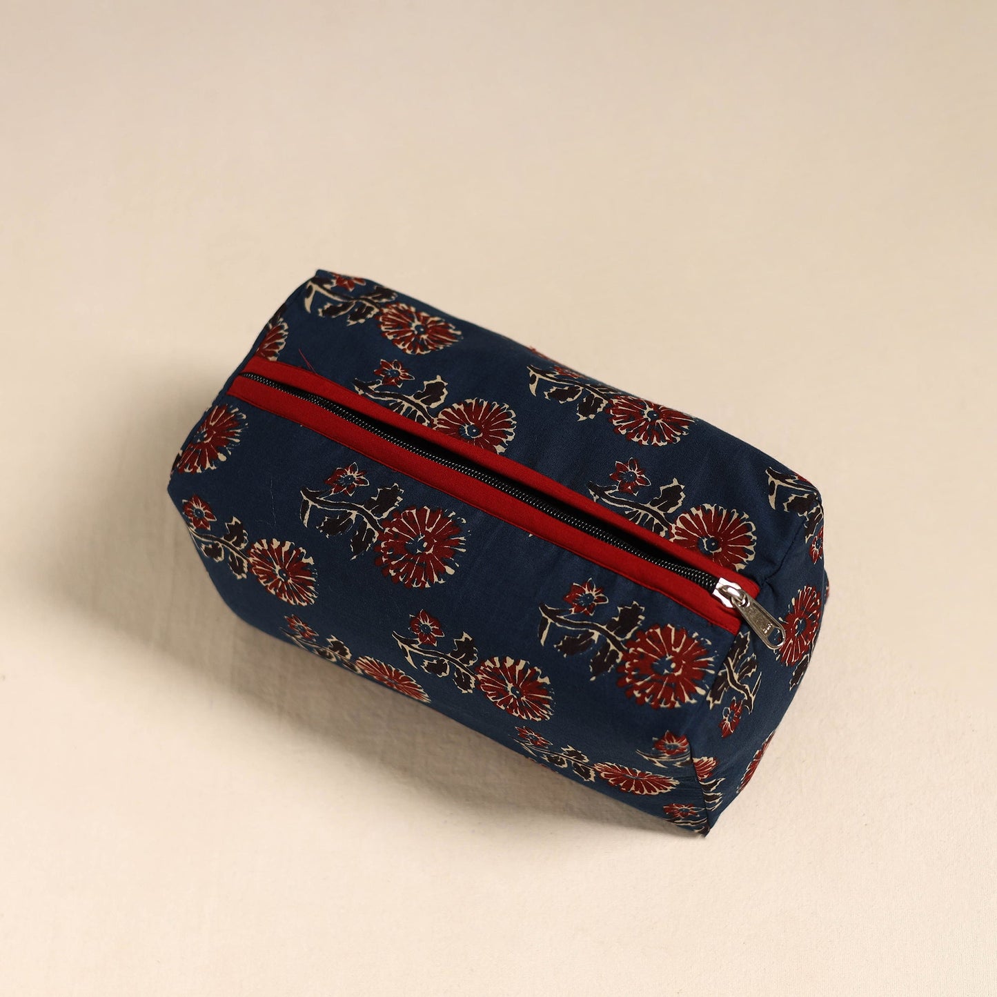 Blue Handmade Cotton Toiletry Bag 