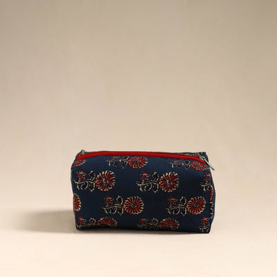 Blue Handmade Cotton Toiletry Bag 