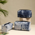  Blue Handmade Cotton Toiletry Bags (Set of 3)