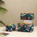  Blue Handmade Cotton Toiletry Bags (Set of 3) 