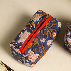  Blue Handmade Cotton Toiletry Bags (Set of 3)