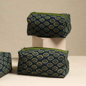  Blue Handmade Cotton Toiletry Bags (Set of 3)