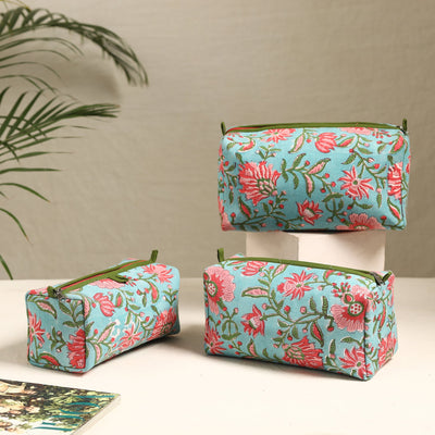  Blue Handmade Cotton Toiletry Bags (Set of 3) 78 