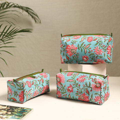  Blue Handmade Cotton Toiletry Bags (Set of 3) 78 