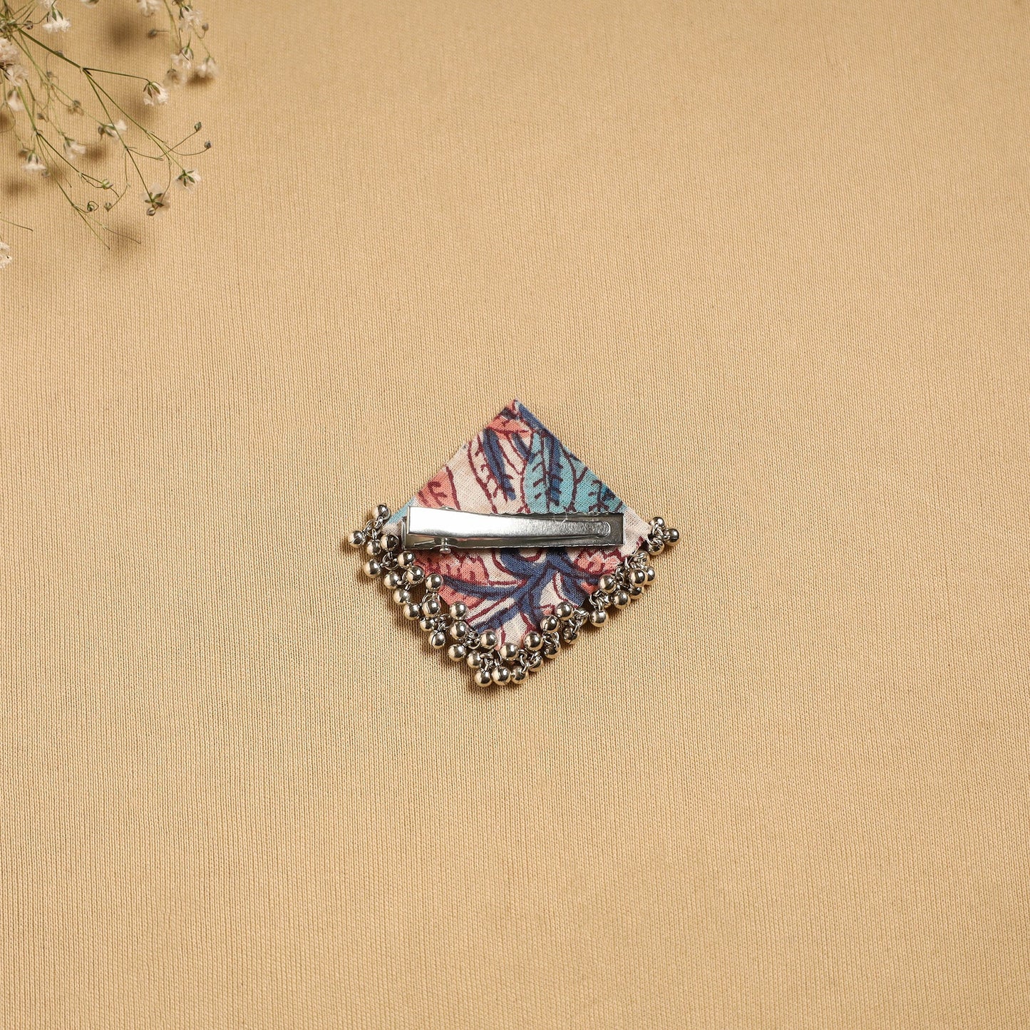 Handmade fabart ghungroo work hair clip 14 - handcrafted