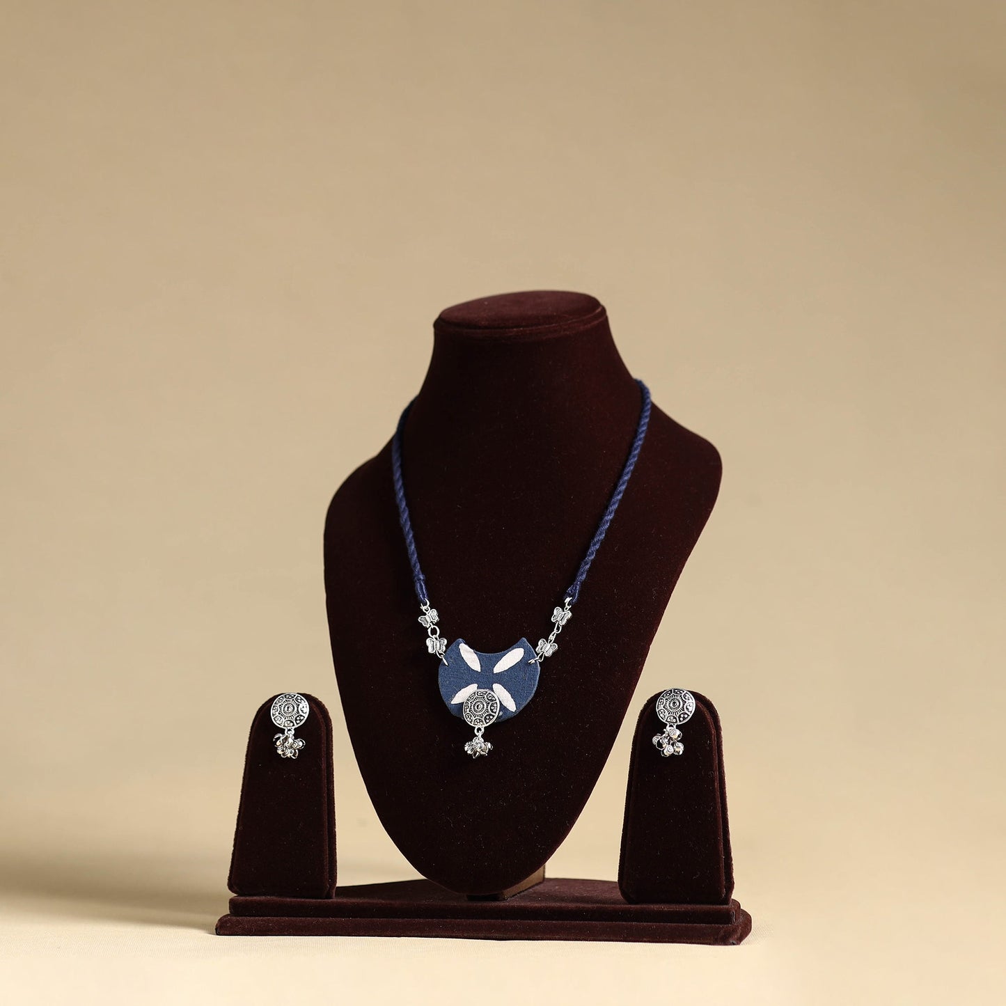 Blue - handmade fabart gs necklace set 04 - handcrafted