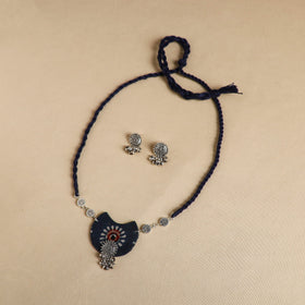 Blue - handmade fabart gs necklace set 06 - handcrafted