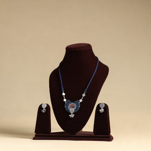 Blue - handmade fabart gs necklace set 06 - handcrafted