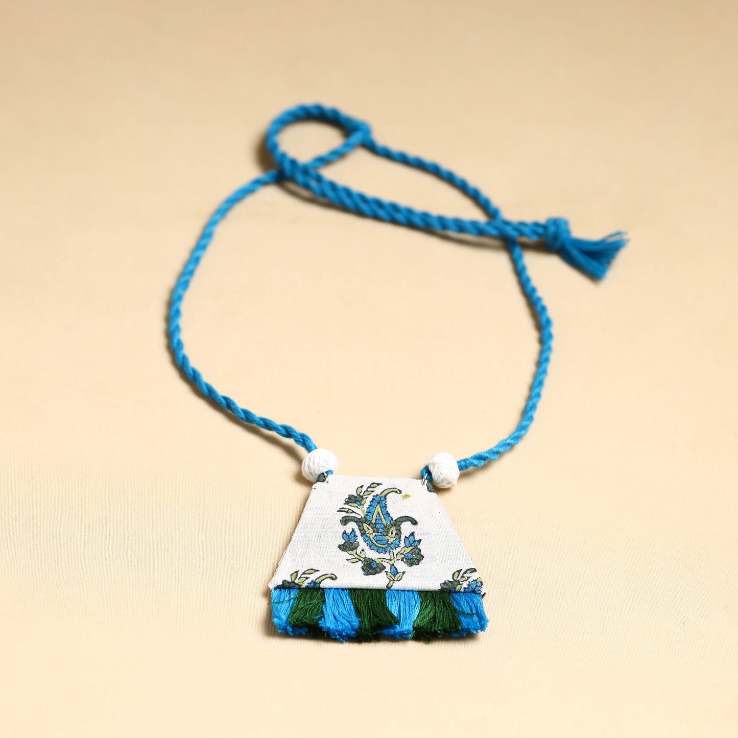 Blue - handmade fabart necklace set 19 - handcrafted