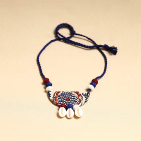 Blue - handmade fabart shell necklace set 44 - handcrafted