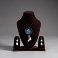 Blue - handmade fabart shell work necklace set 12