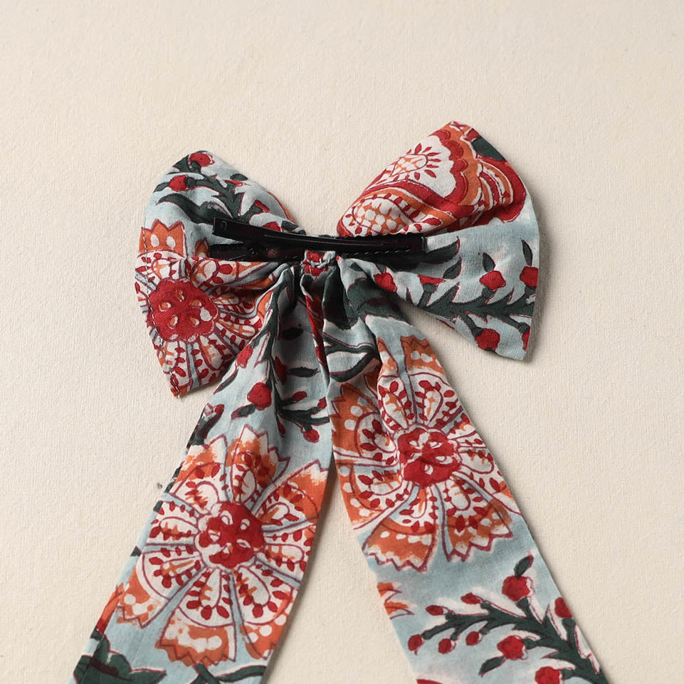 Blue Handmade Fabric Bow Hair Clip
