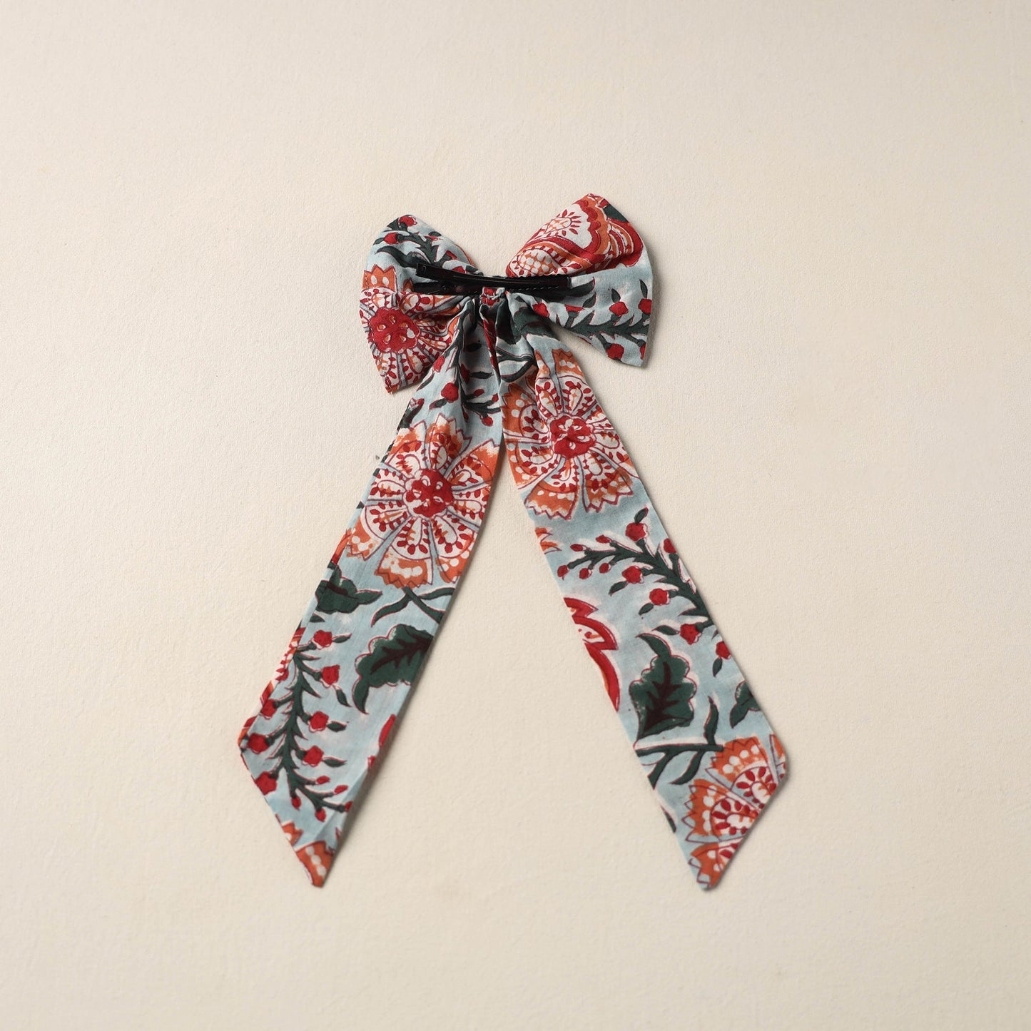 Blue Handmade Fabric Bow Hair Clip