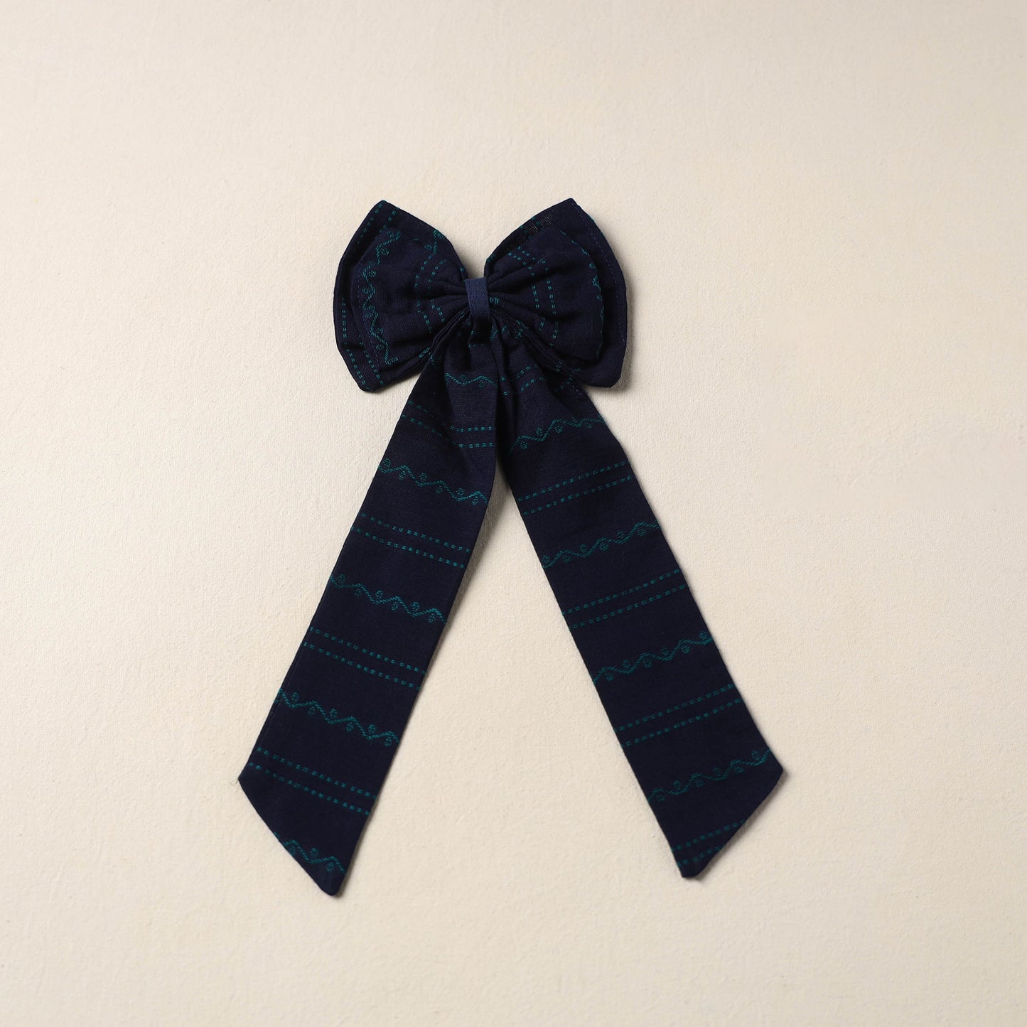 Blue Handmade Fabric Bow Hair Clip