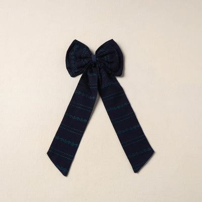 Blue Handmade Fabric Bow Hair Clip
