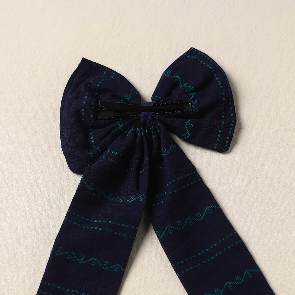 Blue Handmade Fabric Bow Hair Clip