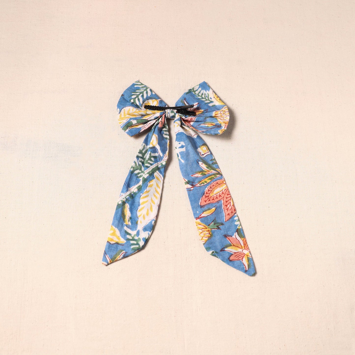Blue - handmade fabric bow hair clip 34 - handcrafted