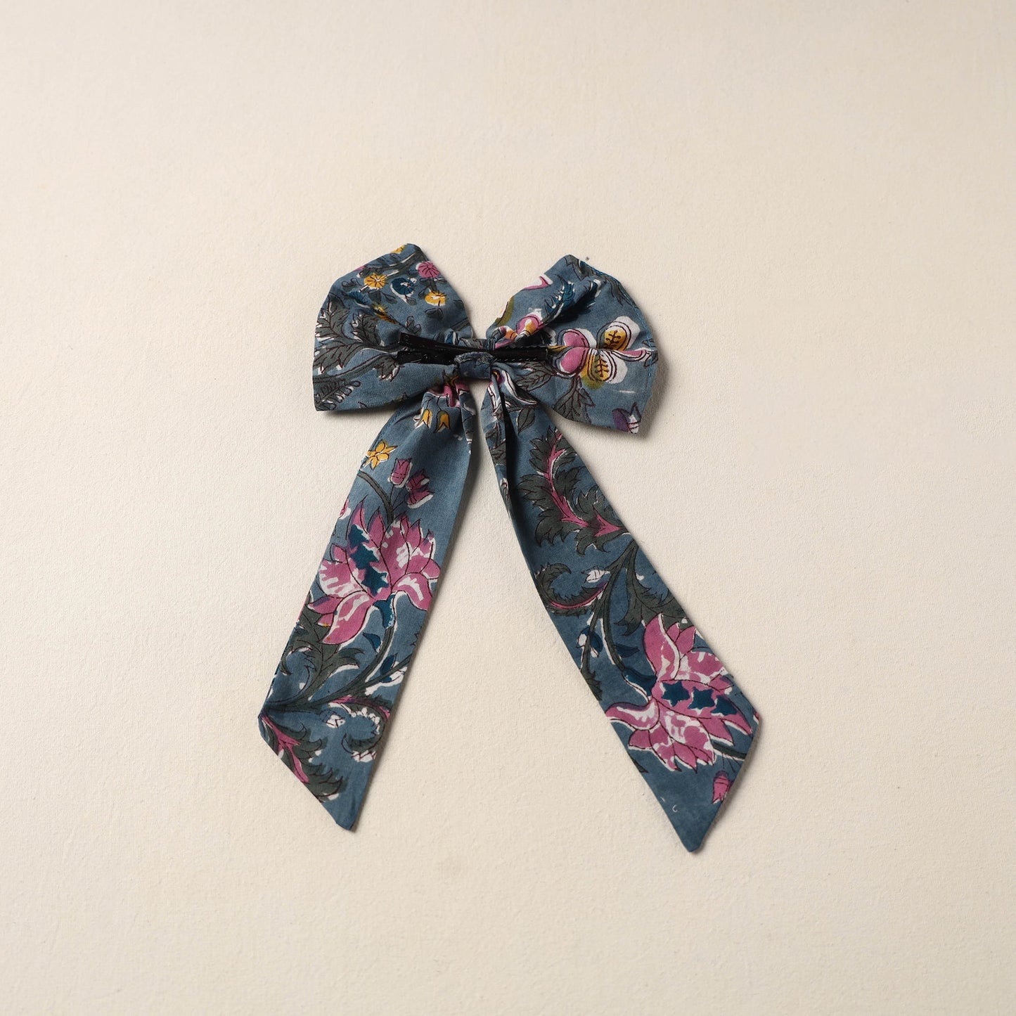 Blue Handmade Fabric Bow Hair Clip
