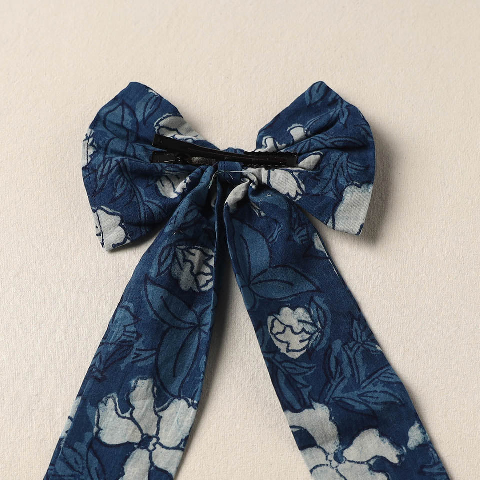 Blue Handmade Fabric Bow Hair Clip
