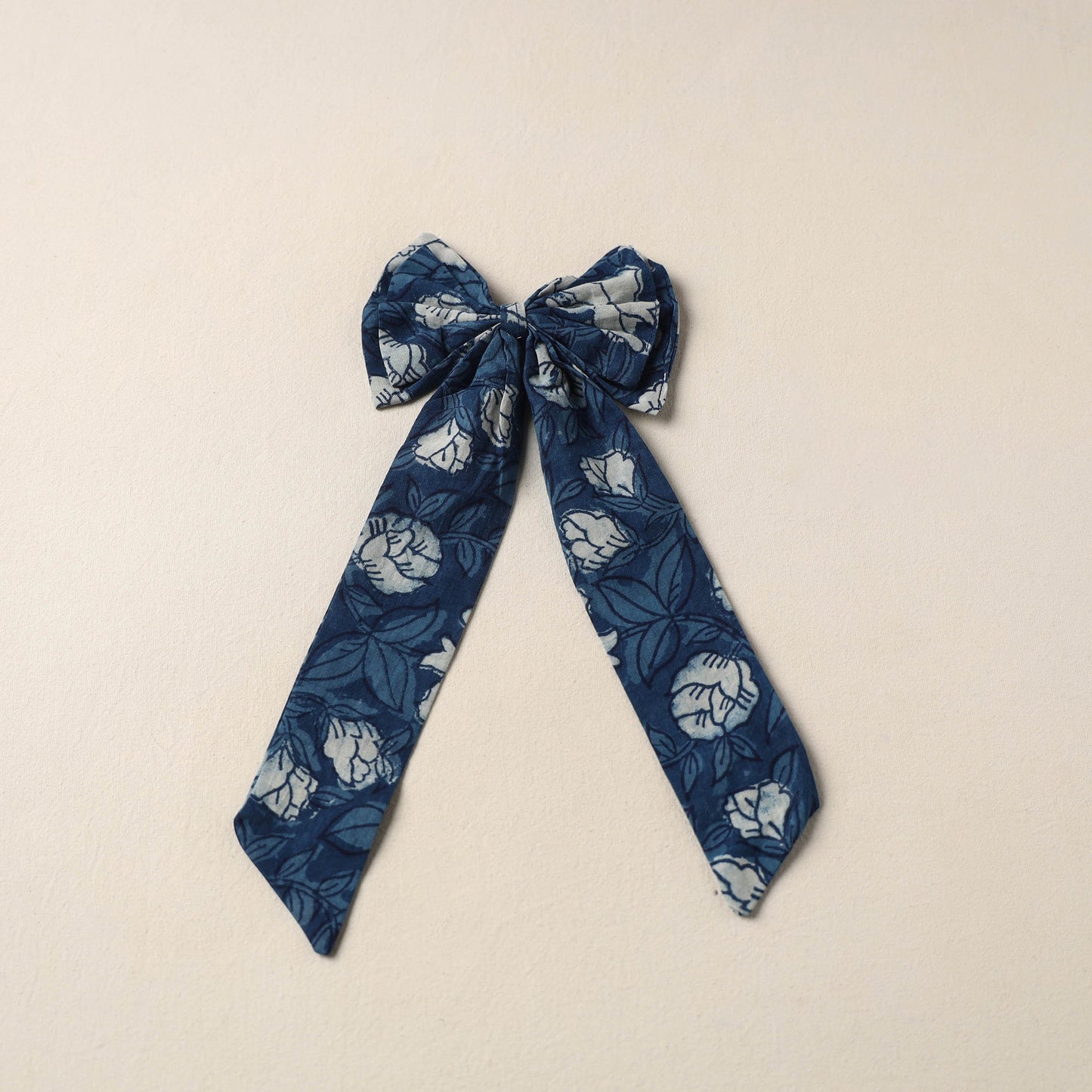 Blue Handmade Fabric Bow Hair Clip