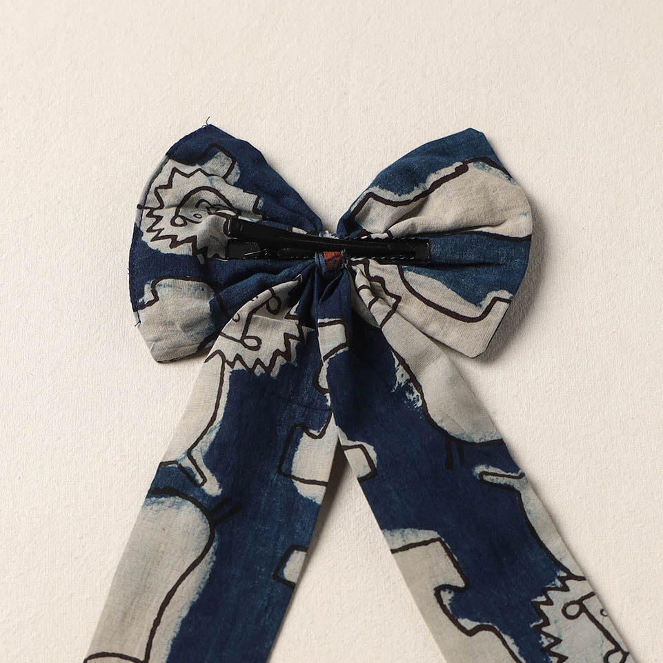 Blue Handmade Fabric Bow Hair Clip