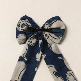 Blue Handmade Fabric Bow Hair Clip