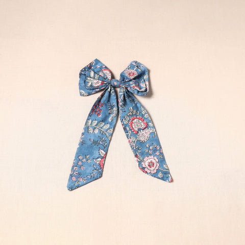 Blue - handmade fabric bow hair clip 48 - handcrafted