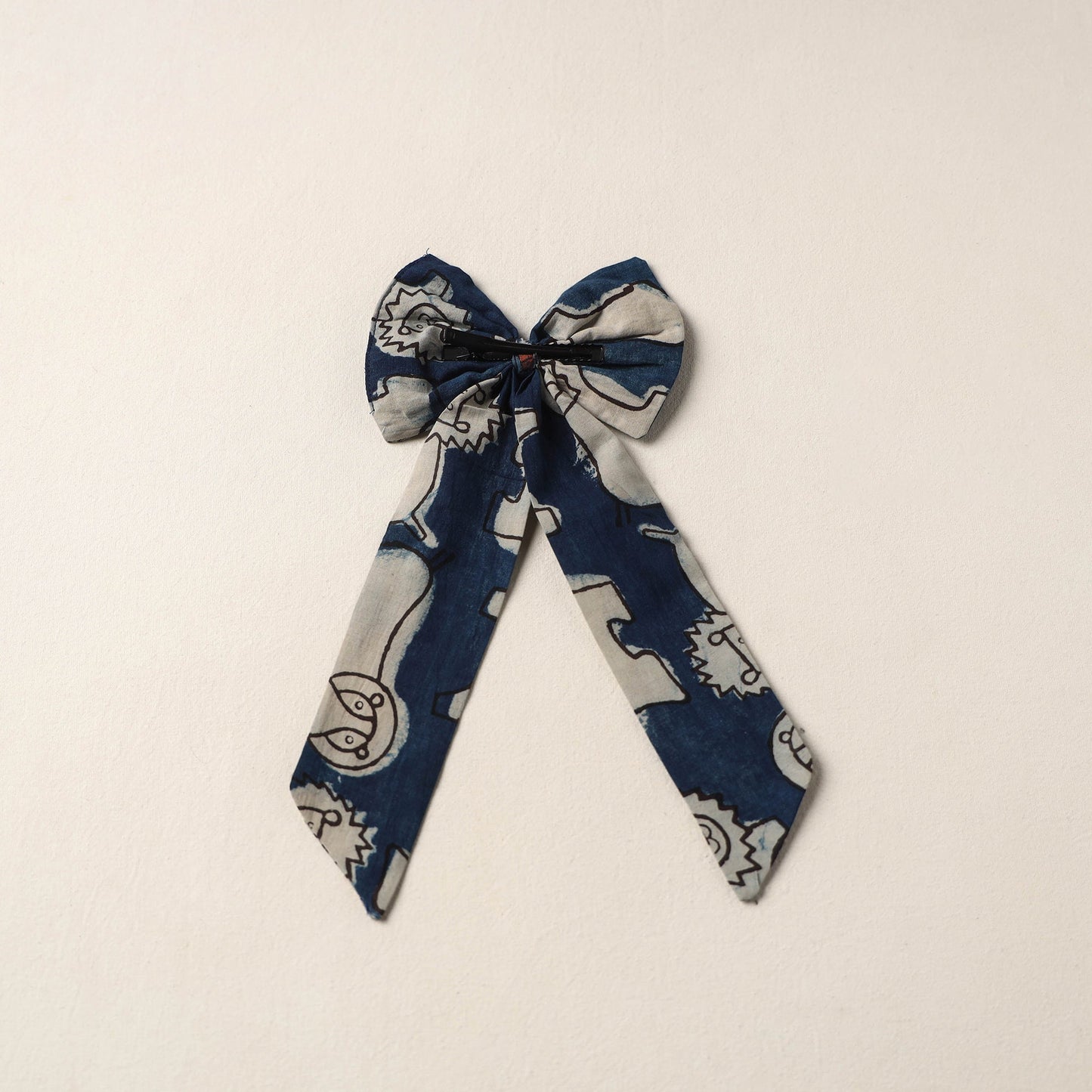 Blue Handmade Fabric Bow Hair Clip