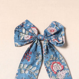Blue - handmade fabric bow hair clip 48 - handcrafted