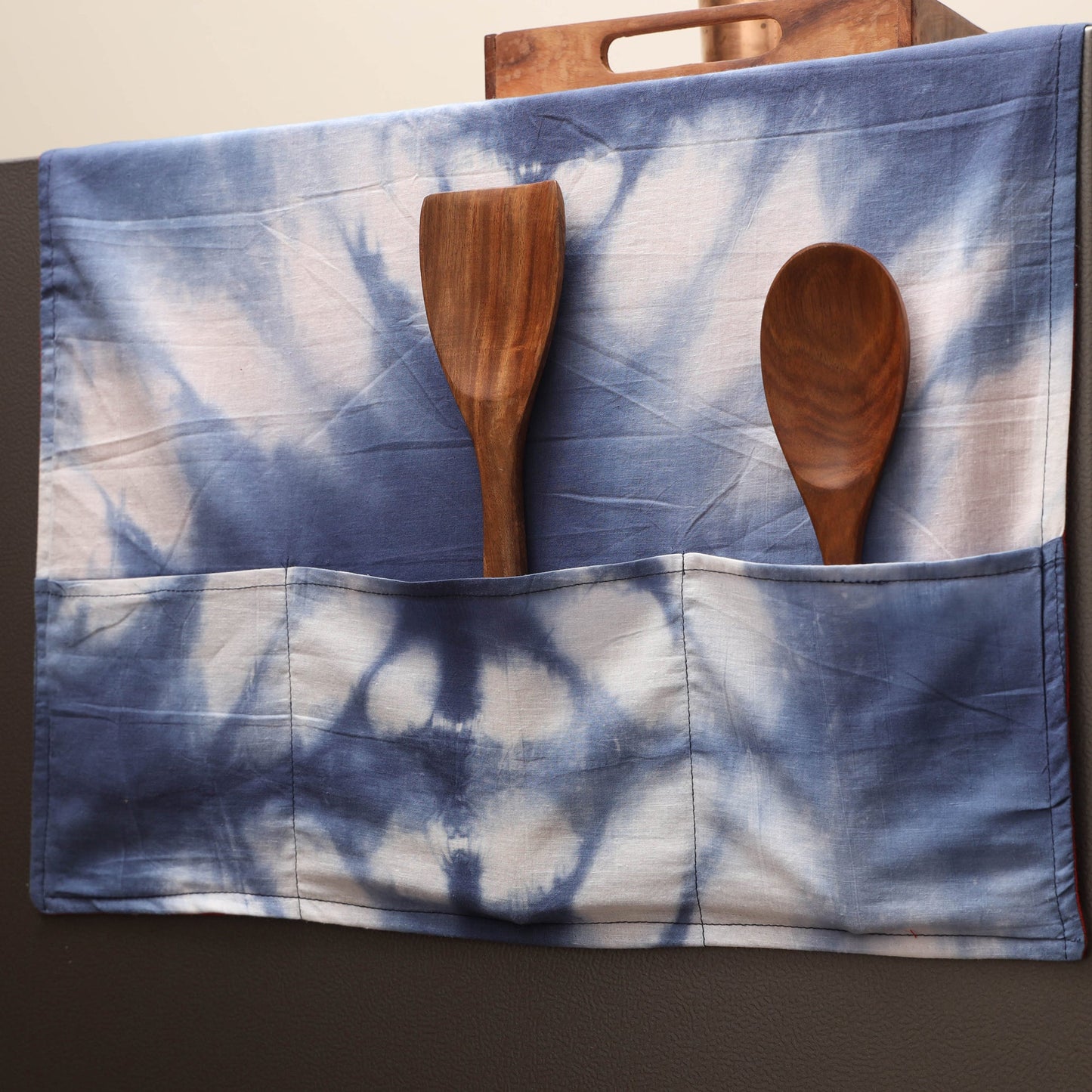 Handmade fridge top cover with multiple pockets 01