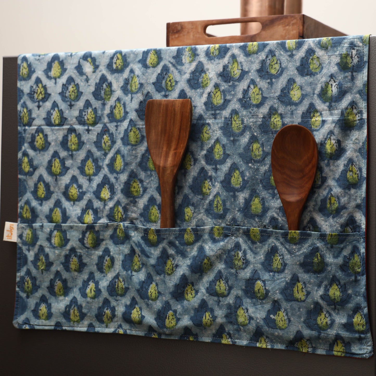 Handmade fridge top cover with multiple pockets 06
