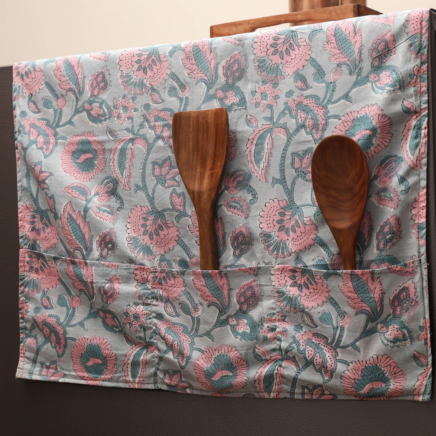 Handmade fridge top cover with multiple pockets 07