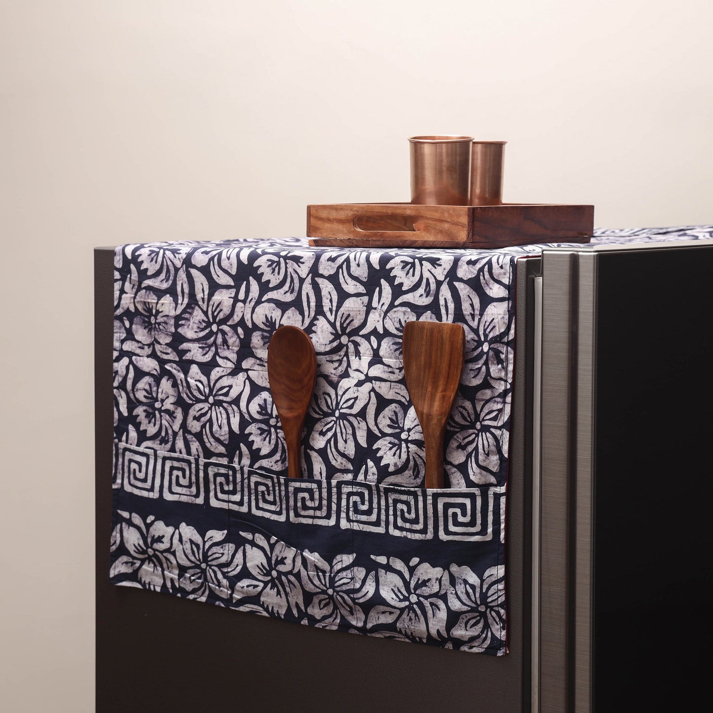 Handmade fridge top cover with multiple pockets 61